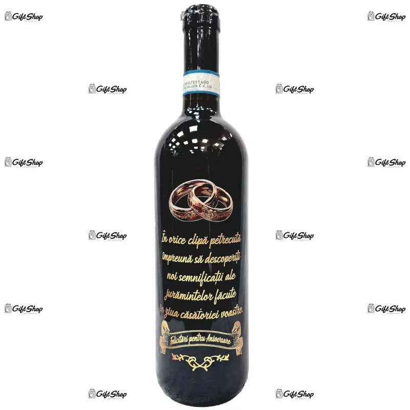 Felicitari pentru aniversare, vin rosu cabernet sauvignon, demisec, 750ml, 13.5% alcool